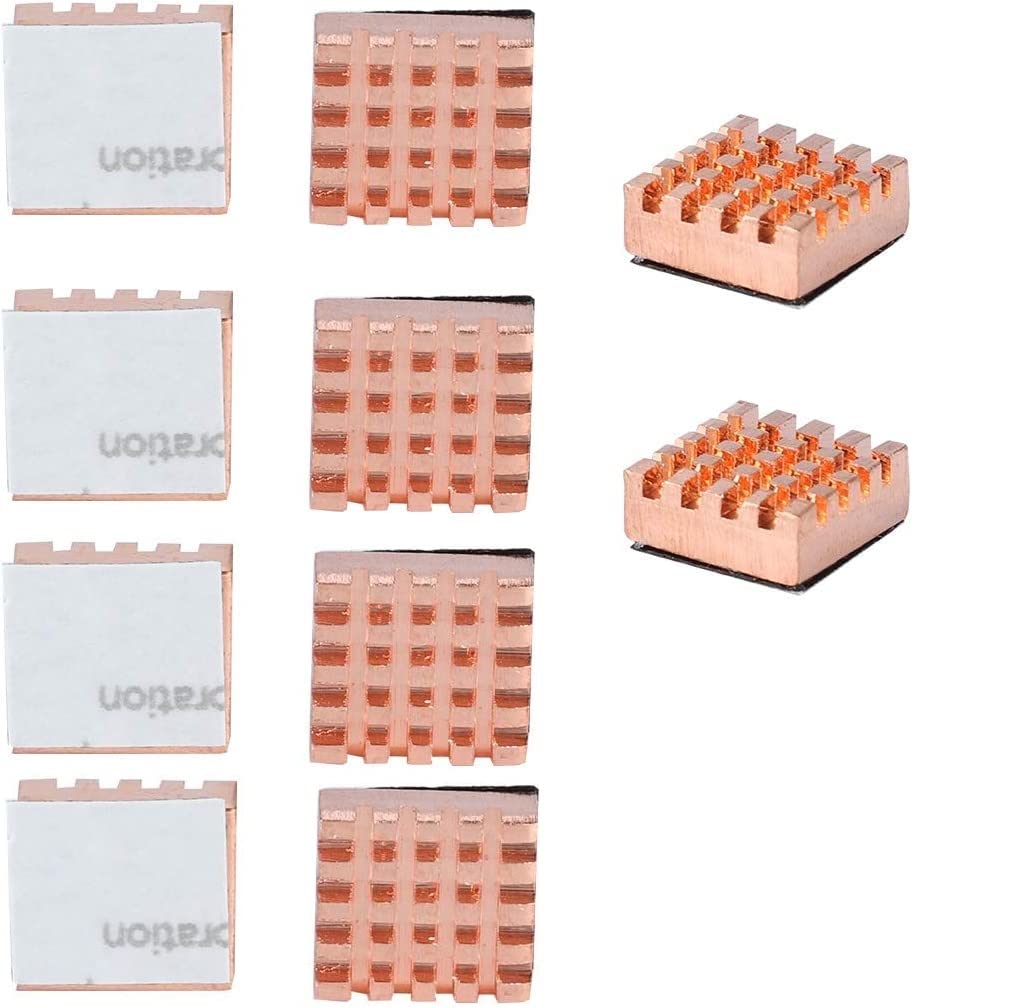Easycargo 10Pcs 14Mm Vram Copper Heatsink + Thermal Conductive Adhesive Tape For Cooling Cooler Gpu Chips Vram Vga Ram Gpu (14Mmx12Mmx5Mm) (Copper 14Mm)