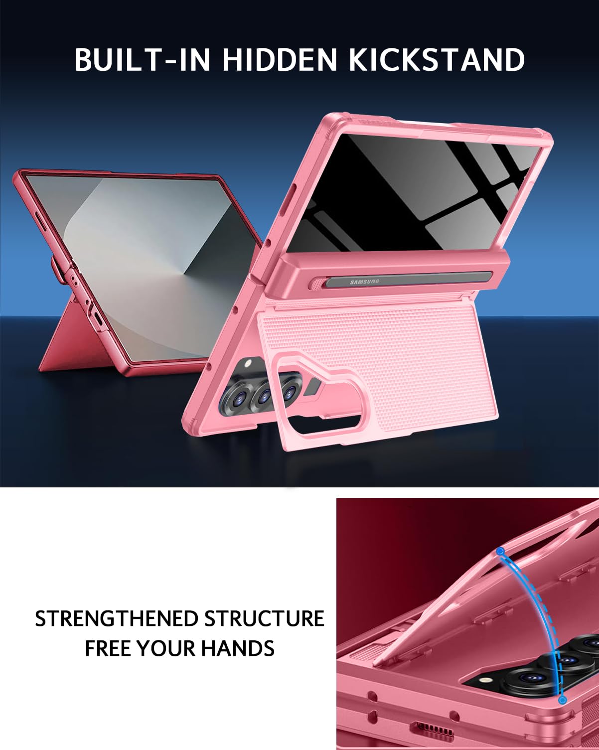 Ninki For Samsung Galaxy Z Fold 7 Case With S Pen Holder & Invisible Kickstand,Built In Privacy Screen Protector And Hinge,Shock