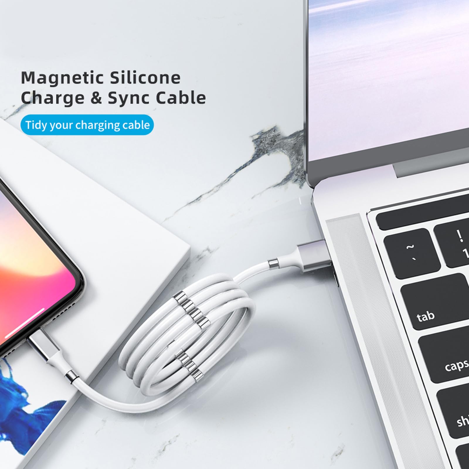 Magnetic Charging Cable,(3FT) Super Organized Charging Magnetic Absorption Nano Data Cable for Galaxy S23/S22 Ultra S21 S10E S9 Note 20 10 9 8 Pixel, LG V30 G6, Nintendo Switch, OnePlus 5_2 Pack