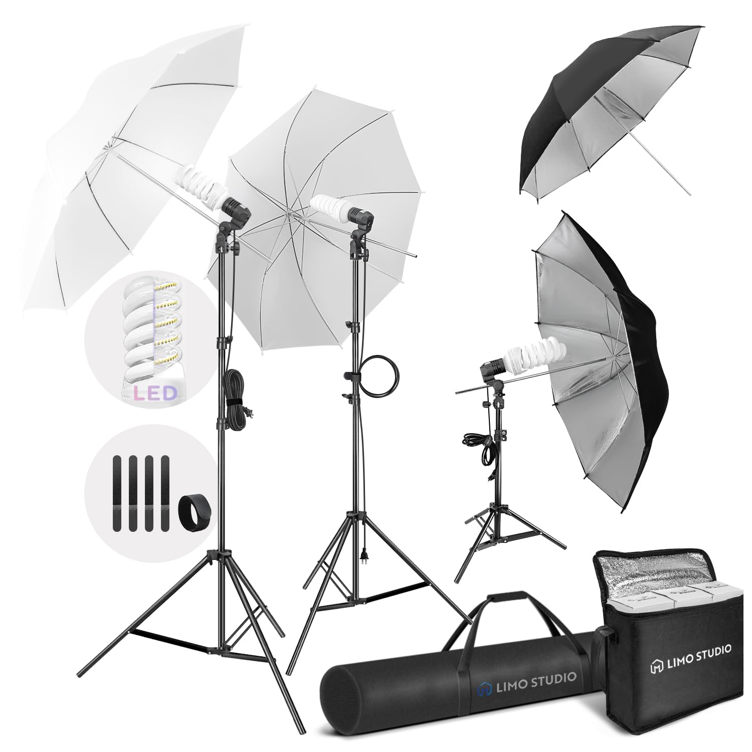 Limostudio (Led Super Bright) 2400W Output Photo Studio Softbox Continuous Remote Lighting, 3200K To 5500K Color Temperature & B
