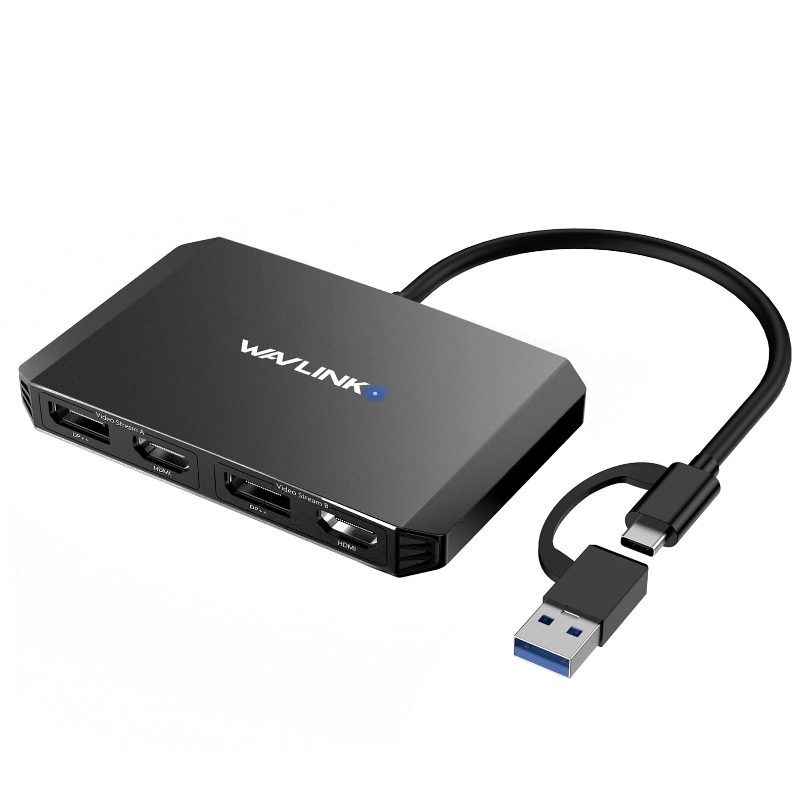 Wavlink Usb 3.0/Usb C To Displayport And Hdmi Adapter, Displaylink Dual 4K@60Hz Monitor Hub For M1/M2 Macbook, Dell Hp Surface Lenovo, Compatible With Windows And Mac Black