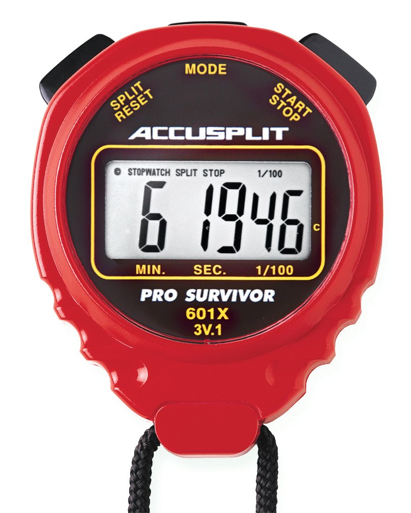 Accusplit Pro Survivor   A601Xbk Stopwatch, Clock, Extra Large Display (Red)
