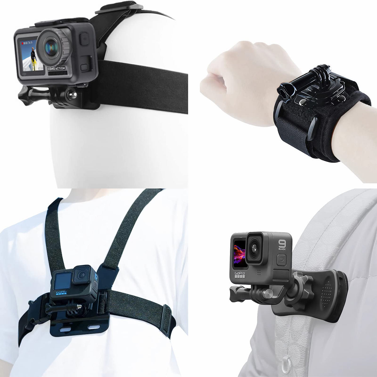 Accessories Kit For Insta360 One X3 X2 X Rs R Go 2, Head Strap Mount + Chest Mount Harness + Backpack Clip Holder + 360Rotating