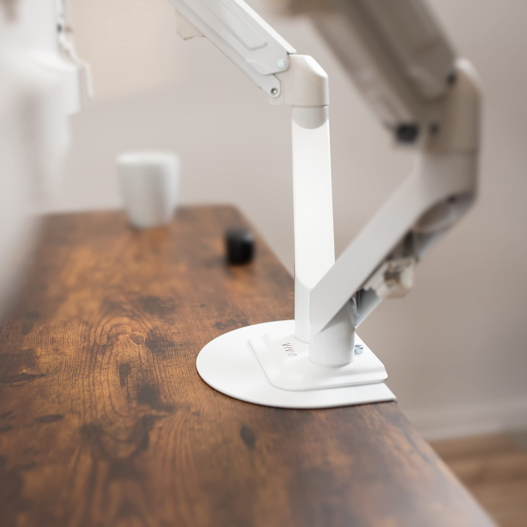 VIVO Steel Reinforcement Bracket Mount Plate for Thin, Glass, and Other Fragile Table Top Surfaces, Compatible with Most Monitor Stand C Clamp Installations, Anti Slip No Scratch, White, STAND AC01RW