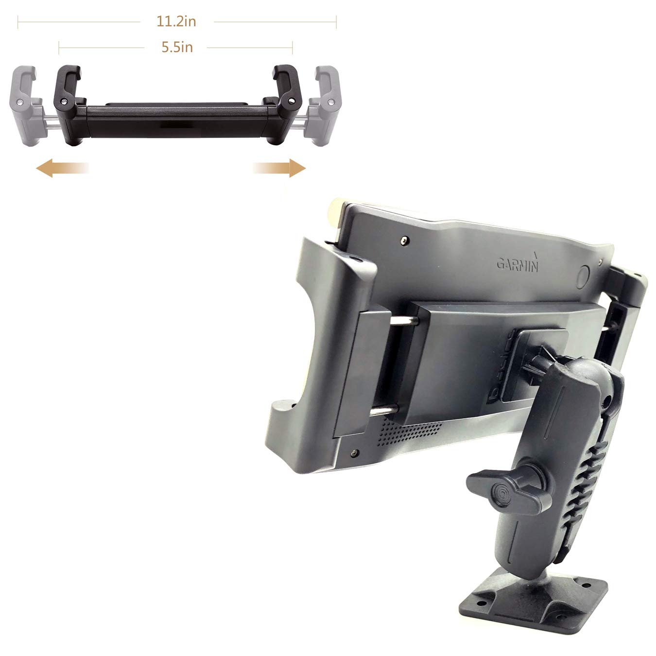 Heavy Duty Tablet Gps Smartphone Amps Drill Base Dash Eld Mount For Truck Van Commercial Vehicle Semi Fleet Limo (Holder Fit All