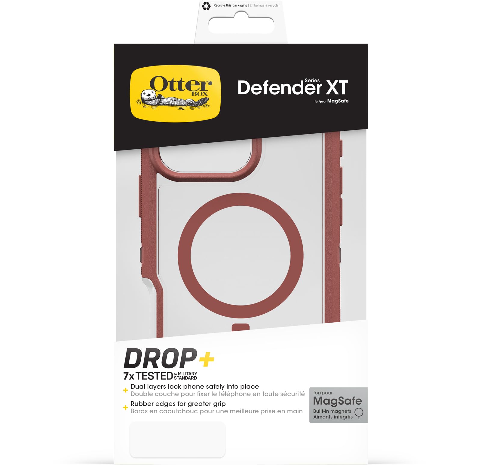 Otterbox Iphone 16 Pro Max Defender Series Xt Clear Case   Brick Red Clear