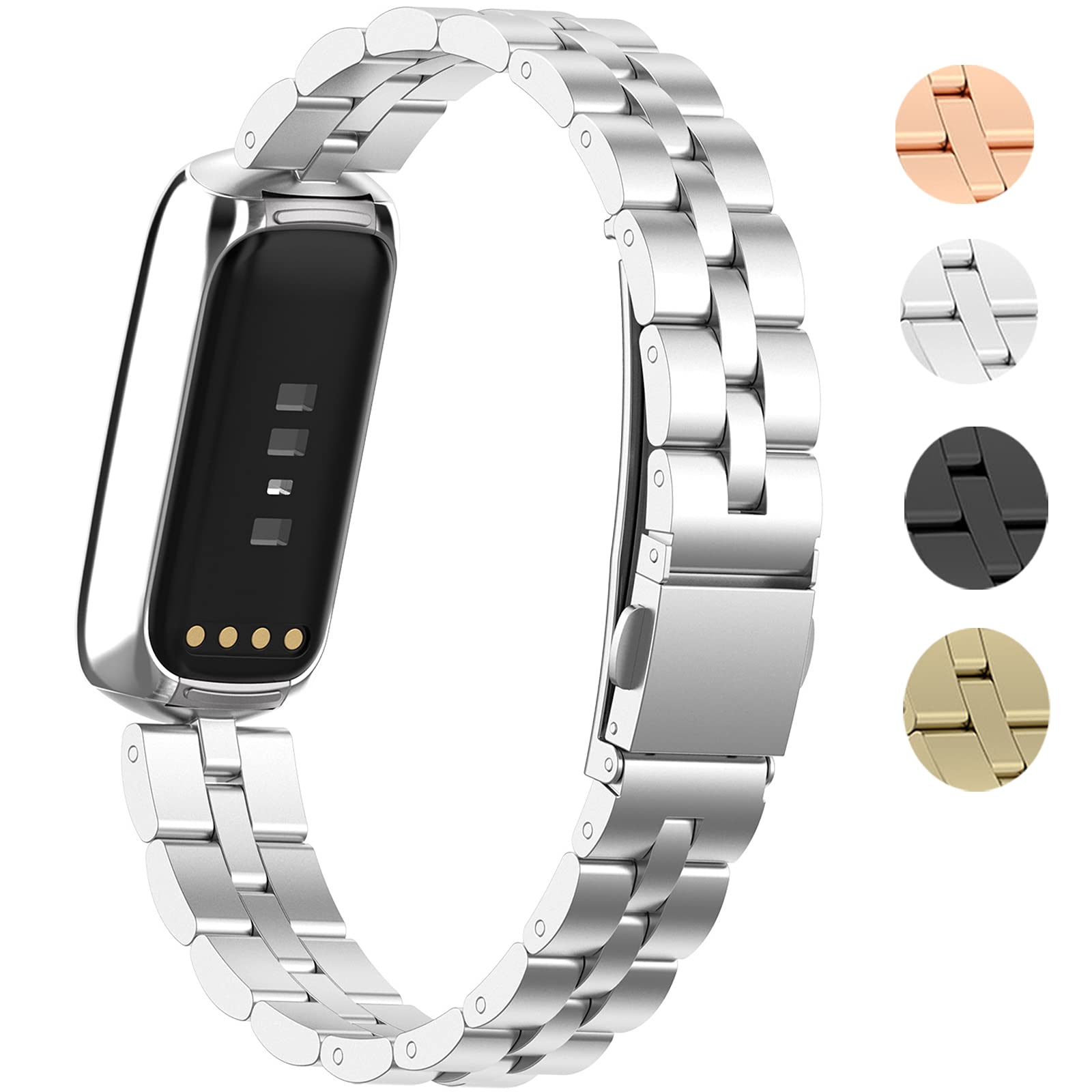 Ninki Compatible Fitbit Luxe Special Edition &Fitbit Luxe Band For Men Metal Silver,Fitbit Luxe Watch Bands Fitbit Luxe Strap Ba