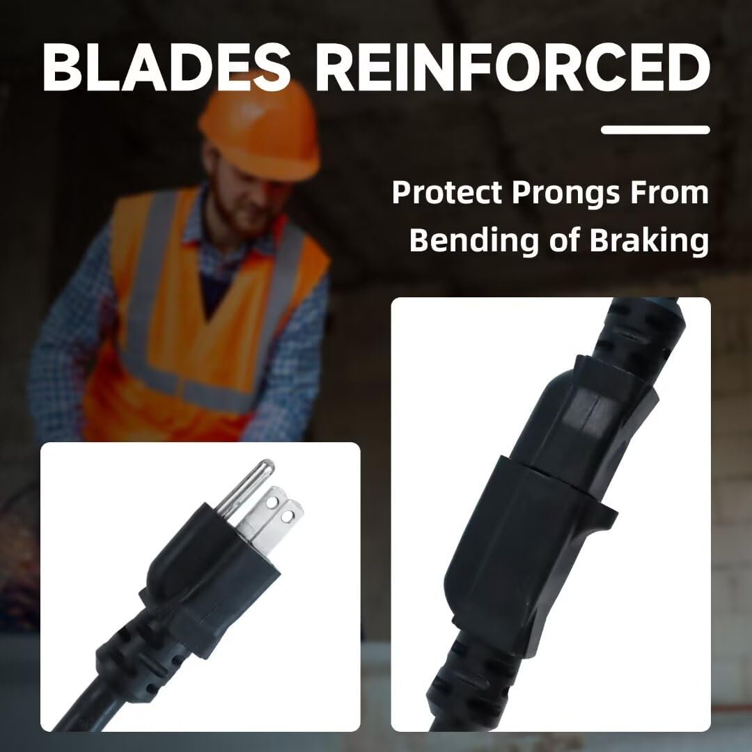 Fnxpow Indoor Outdoor Extension Cord, 12 Gauge 3 Prong Weatherproof Heavy Duty Black Extension Cords,12/3 Sjtw 15A 30 Ft Extensi