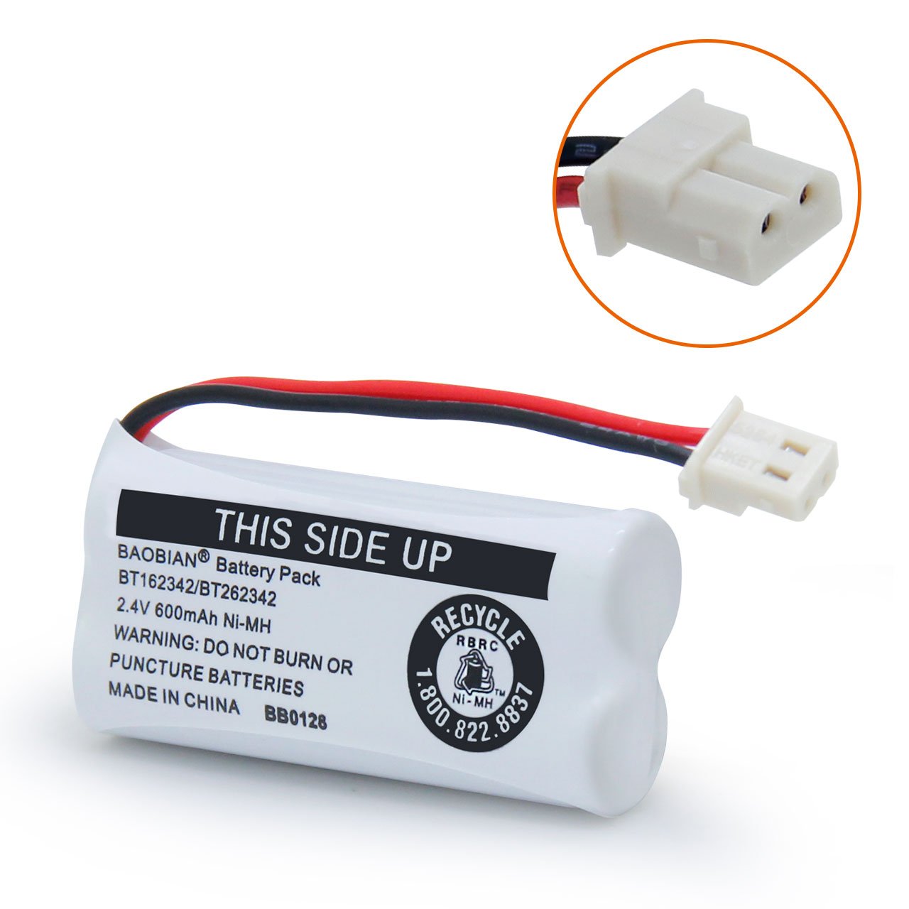 Baobian Bt162342/Bt262342 Cordless Phone Batteries Bt183342/Bt283342 Bt166342/Bt266342 Cs6114 Cs6419 Cs6719 El52300 Cl80111 2.4V 600Mah Ni Mh (3 Pack)