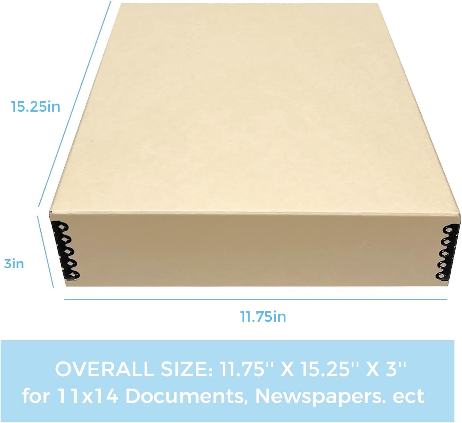 Lineco Museum Archival Storage Box, 11.75X15.25X3 In. Drop Front Design. Acid Free With Metal Edge. Organize Photos, Pictures, Prints, Documents, Crafts, Diy. Tan, 1 Pack