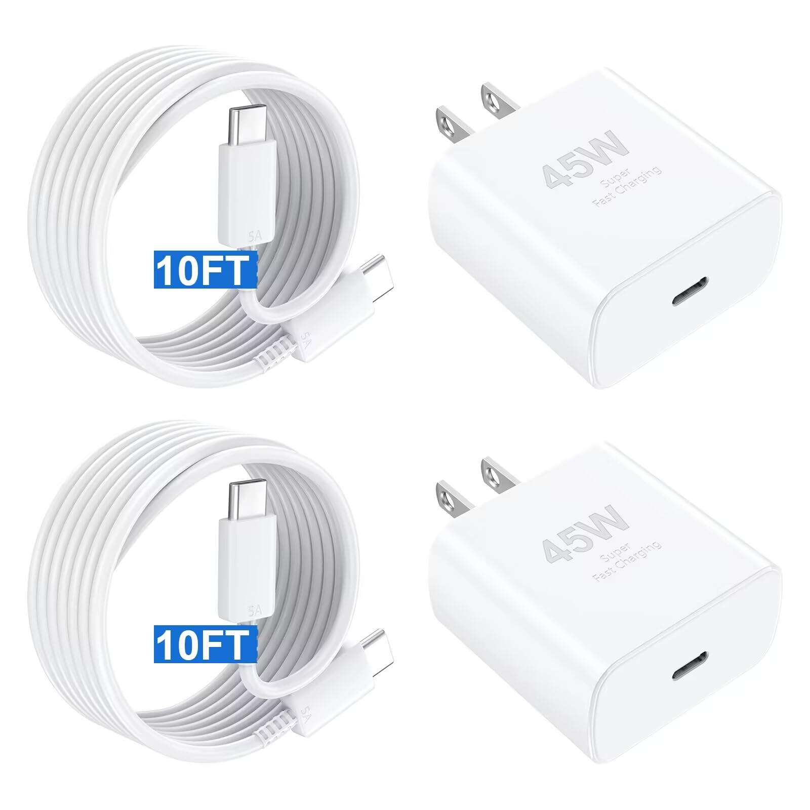 Iphone 16 Pro Max Charger Fast Charging,45W Iphone 16 Charger Usb C Super Fast Charger Block &10Ft Long Type C Charger Cable Cor