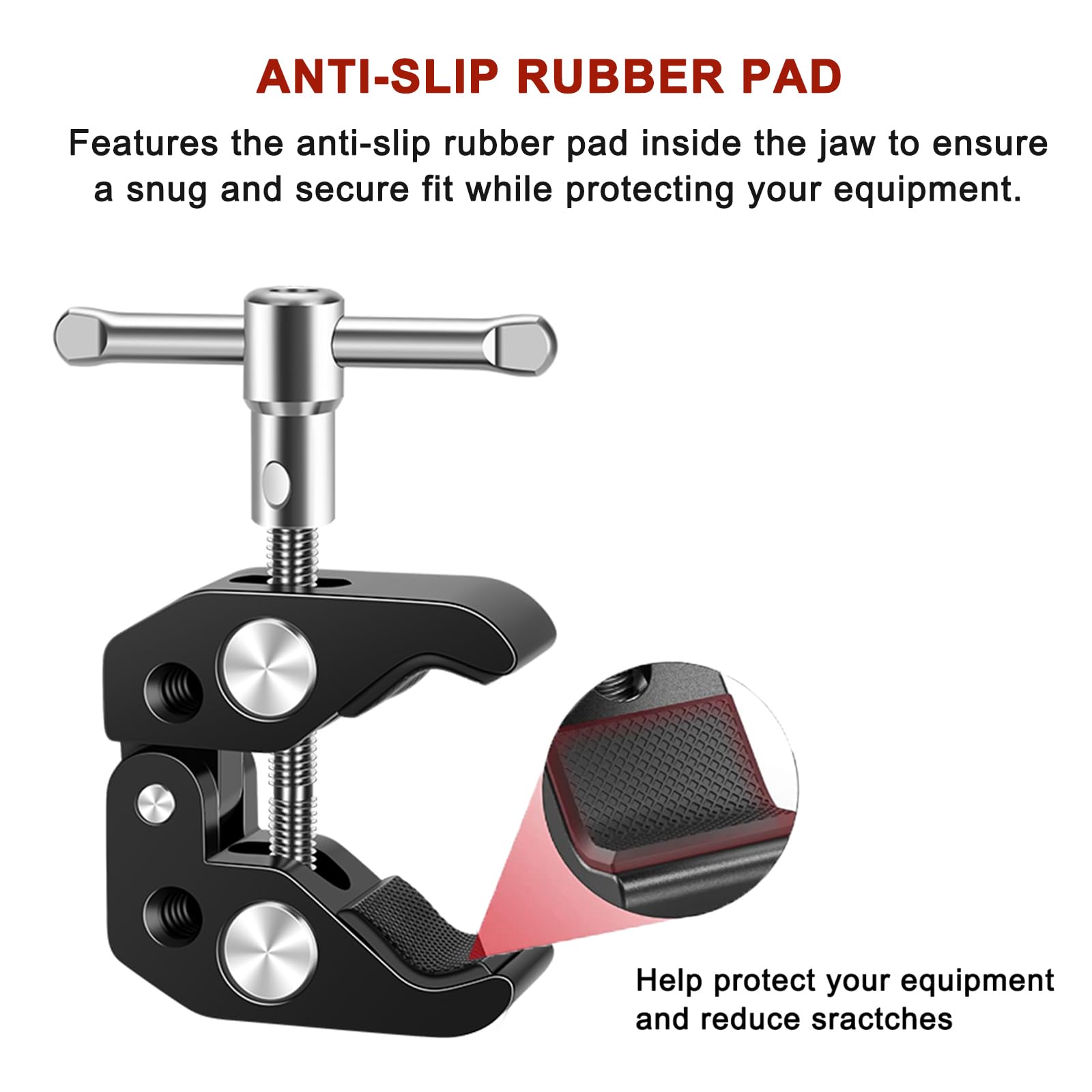 Lanxire Camera Clamp Mount Super Clamp With 5 X 1/4'' And 3/8'' Threaded Holes   Clip Clamp For Cameras, Umbrellas, Tripods, Hoo