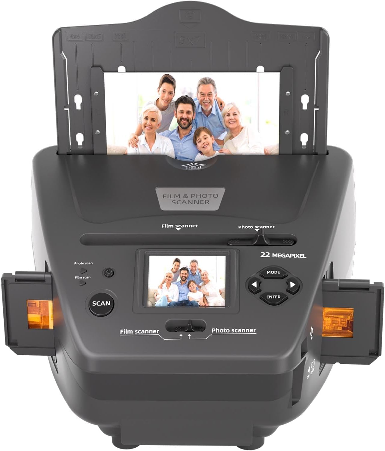 Film & Photo Scanner with 2.4 LCD Screen, Converts 35mm/135 Slides & Negatives Film, Photo, Business Card to Digital Images, 4GB