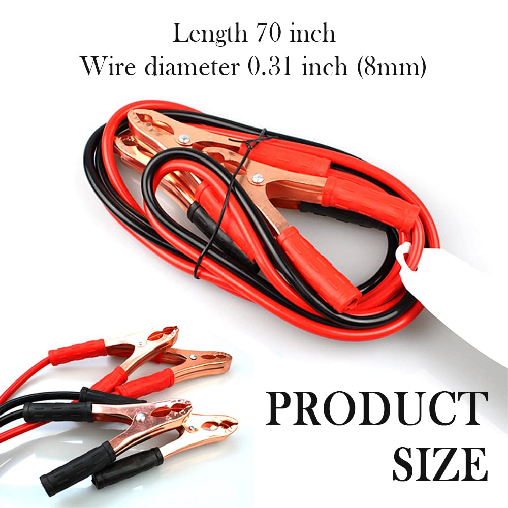 70'' 500A Heavy Battery Duty Jumper Cables   Alligator Clips Electrical Battery Clamps For Emergency Roadside Assistance   Unive