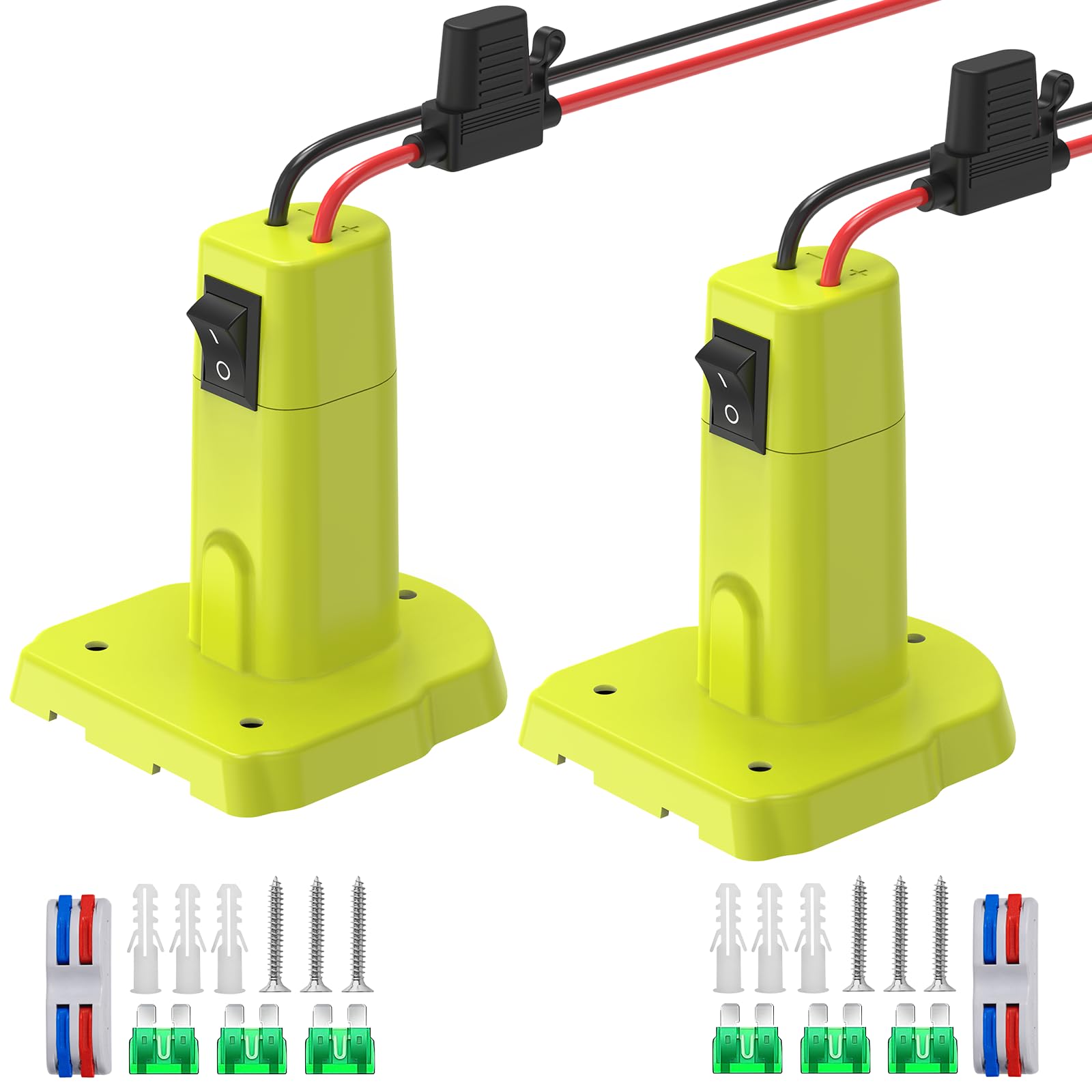 2 Packs Power Wheel Adapter For Ryobi 18V Battery, Upgraded Battery Converter Kit With Switch, Fuse & Wire Terminals, 12 Awg Wir