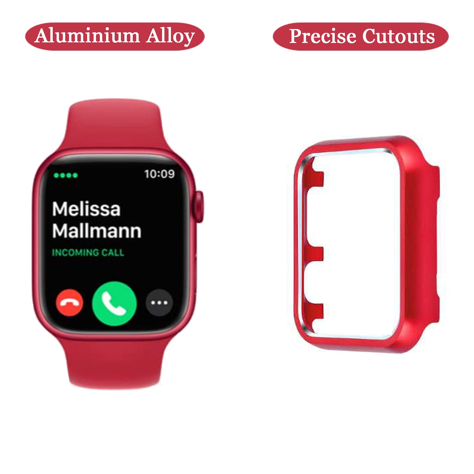 Compatible Apple Watch Series 8 45Mm Case Series 7 Red,Ninki Shockproof Aluminium Bumper Protective Watch Case Full Protection S