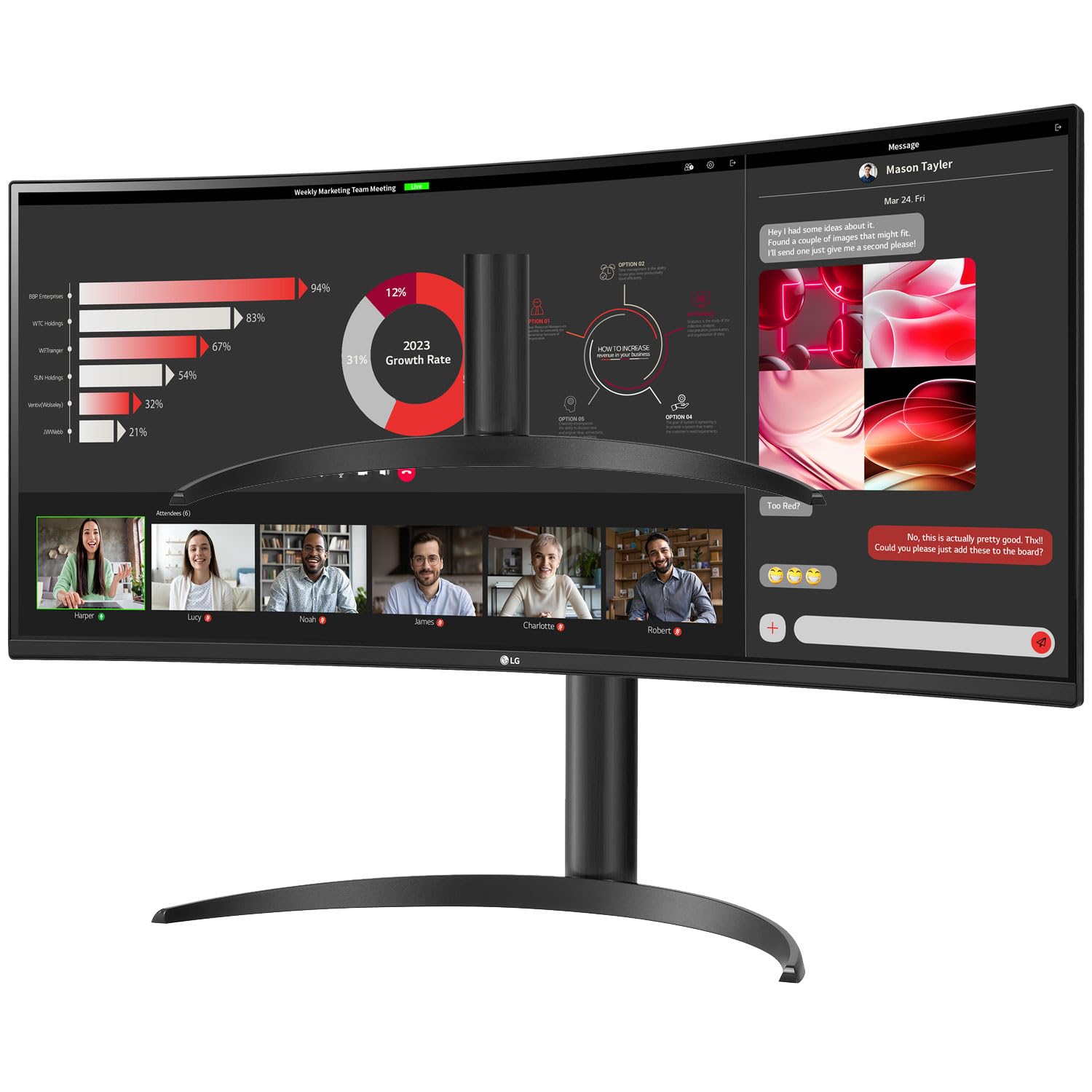 Lg 34Wr55Qc B 34'' Curved Ultrawide Wqhd Hdr 10 100Hz Monitor With Usb Type C, 3440X1440 Curved Display, 100Hz Refresh Rate, Amd