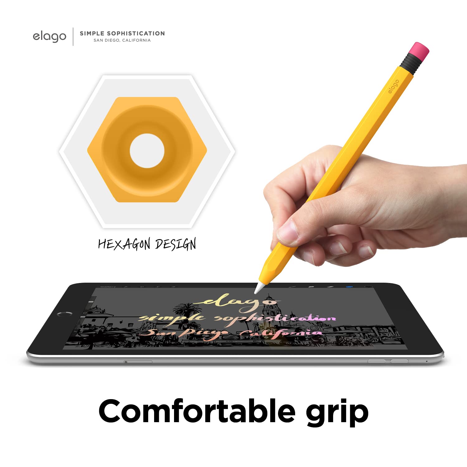 Elago Classic Pencil Case Compatible With Apple Pencil 1St Generation, Perfect Grip, Protective Skin, Silicone Sleeve[Yellow]