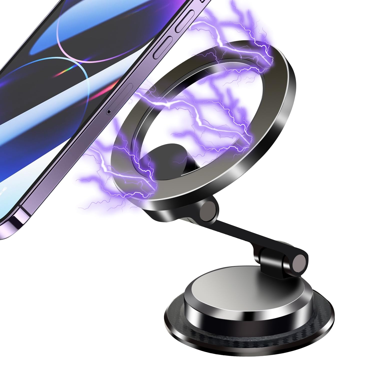 Yaokee Magnetic Car Phone Holder For Magsafe [N55 Strong Magnets], 360Rotation Dashboard Magnetic Phone Holder For Car, Folding 