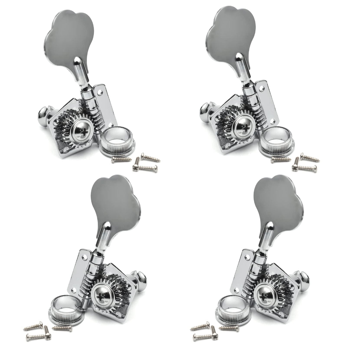 Maxcheer Guitar Bass Tuners (2 Left + 2 Right) Bass Guitar Tuning Keys,1:24 Ratio Headstock Sealed Machine Head Replacement For