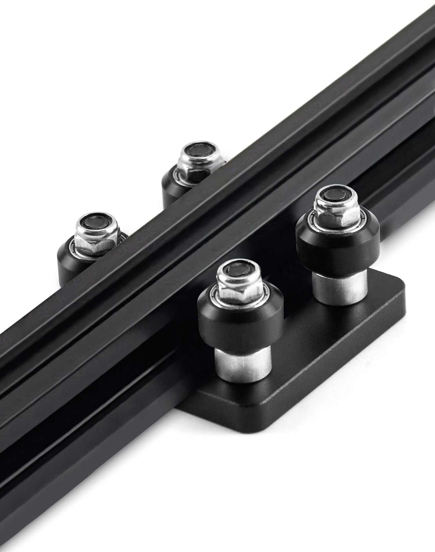 Qwork Small V Wheel Plate, 4 Pack Gantry Rod Plate With Wheel, For 2020 Aluminum Profile, Cnc And 3D Printer Parts Black Wheel