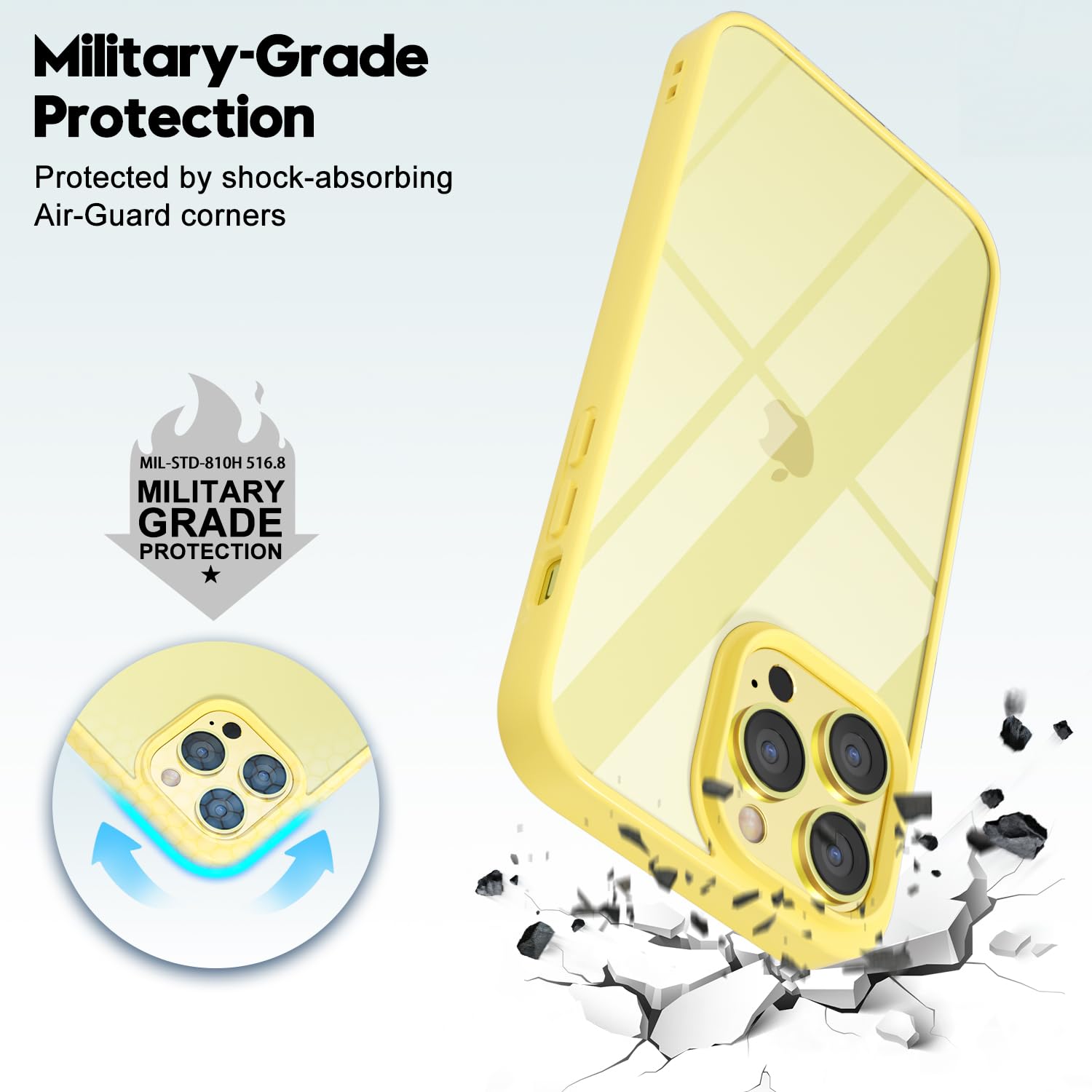 Loeoel For Iphone 14 Pro Max Case Clear, Transparent Hybrid 14 Pro Max Case [Hard Plastic & Soft Silicone Bumper] Acrylic Non Ye