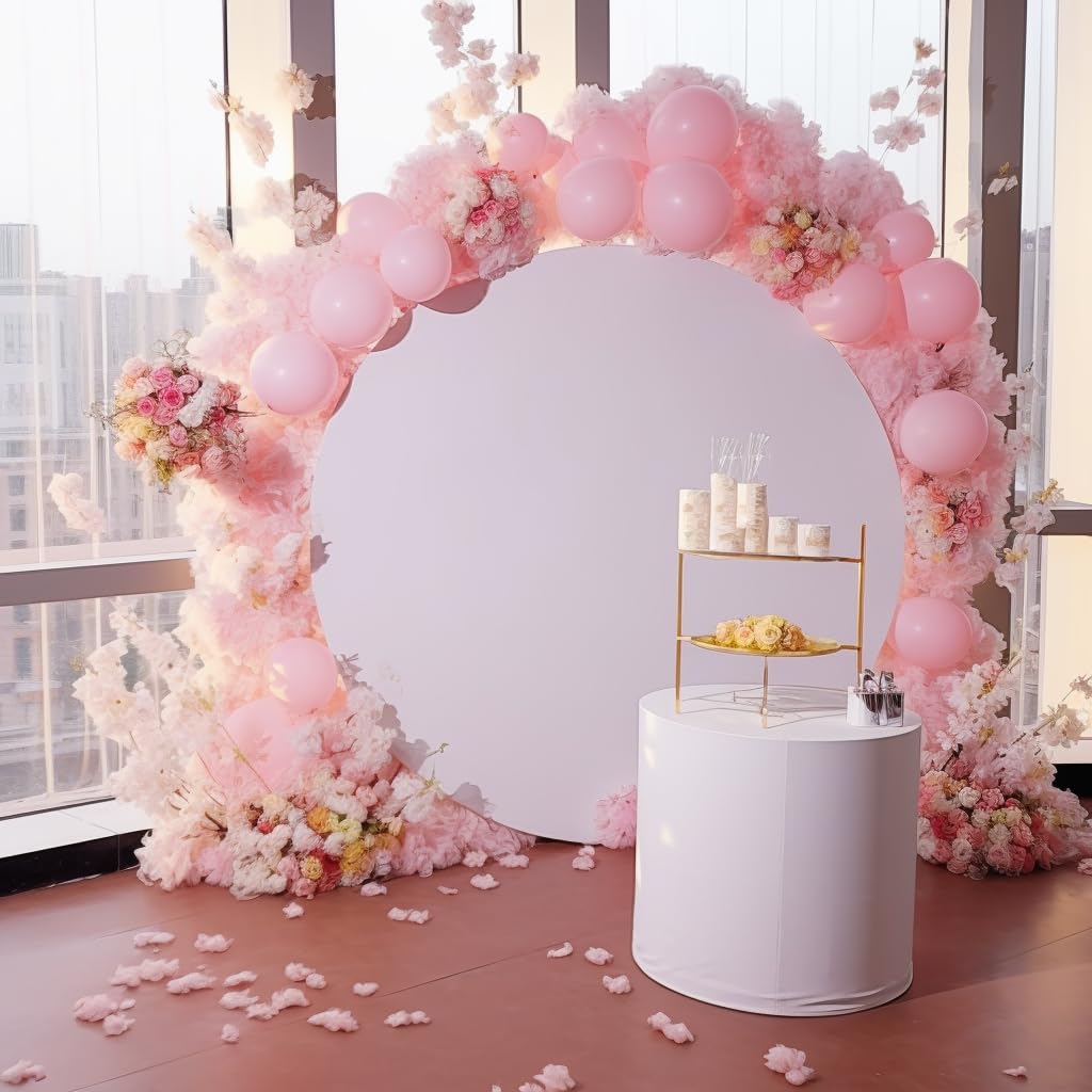 Haefoo 7.2Ft White Round Backdrop Cover For 5 To 7.2Ft Circle Arch Stand   Adjustable Wrinkle Free Circle Backdrop Cover For Bir