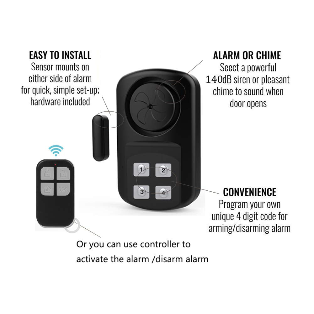 Hendun Pool Gate Alarm Outdoor Wireless With Remote, 140Db Loud, Waterproof Door Alarm Sensor, Kids Safety, Weatherproof Garage