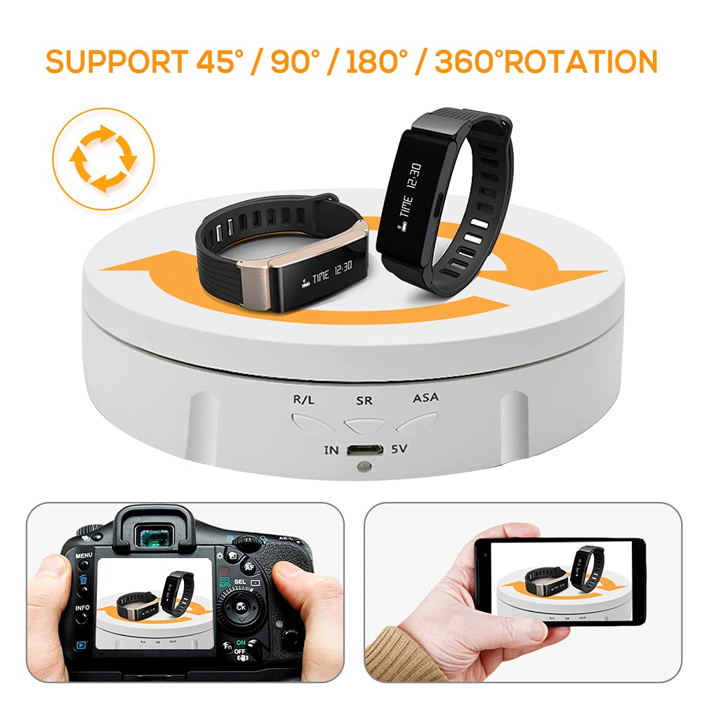 Motorized Photography Rotating Display Stand, 90/180/360 Degree Photography Turntable Stand, Photography Turntable With 6 Pvc Ba