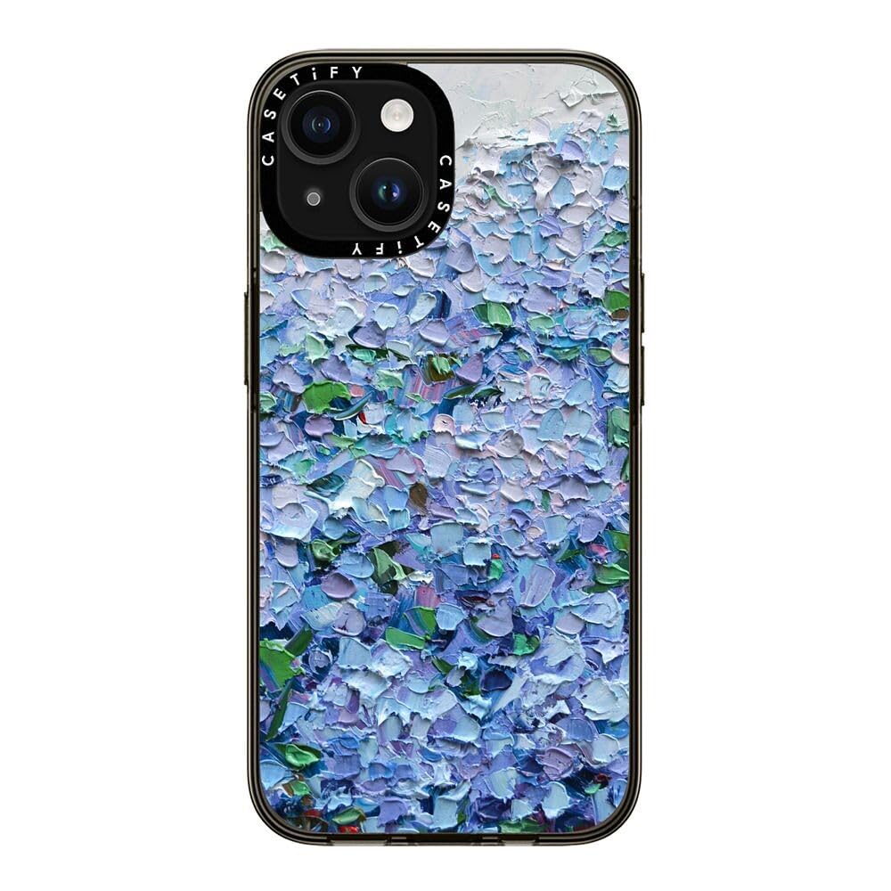 Casetify Compact Case For Iphone 15 [2X Military Grade Drop Tested / 4Ft Drop Protection]   Nantucket Blue Hydrangeas   Clear Bl