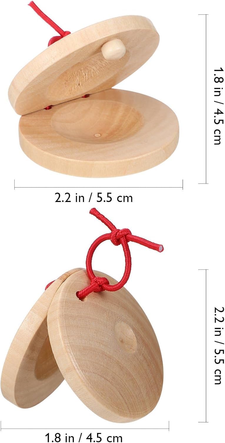 Wooden Castanet, Percussion Instrument   2Pcs Hand Finger Castanets, Wood Castanets Classroom Diy Rhythm Music Musical Instrumen