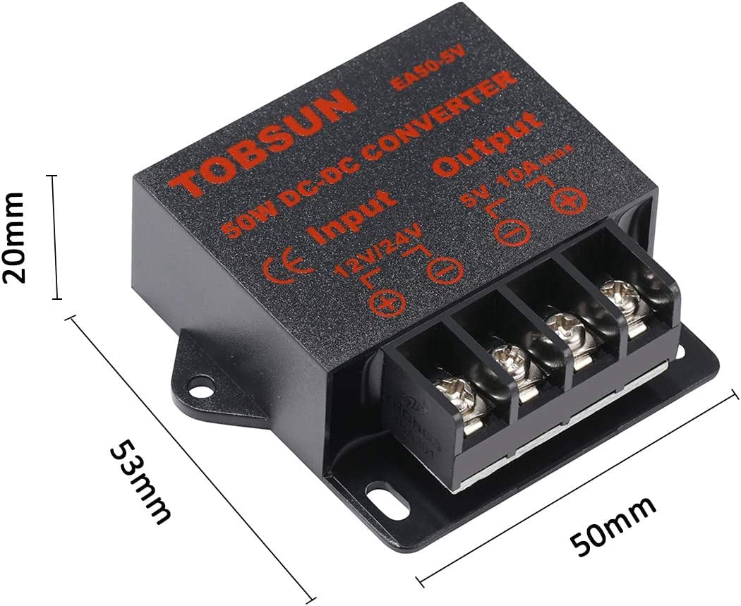 Protooma Dc Voltage Converter   Regulator Buck Converter Reducer Dc 12V/24V Step Down To 5V 10A 50W For Golf Cart Club Car Led L