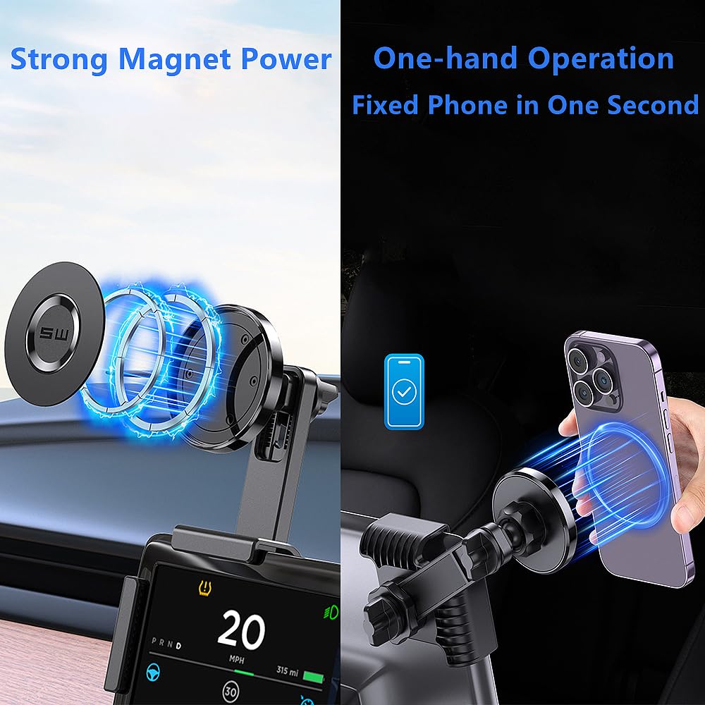 Galeform Magnet Phone Mount For Tesla Model 3/Y Accessories, Tesla Phone Mount For Magsafe Iphone & Android Phones, Strongest Ma