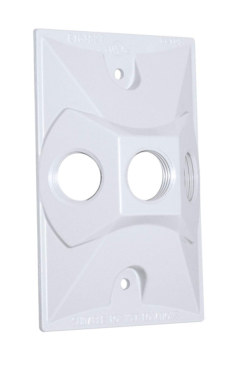 Sigma Electric, White 14373Wh 1/2 Inch 3 Hole 1 Gang Lamp Holder Cover