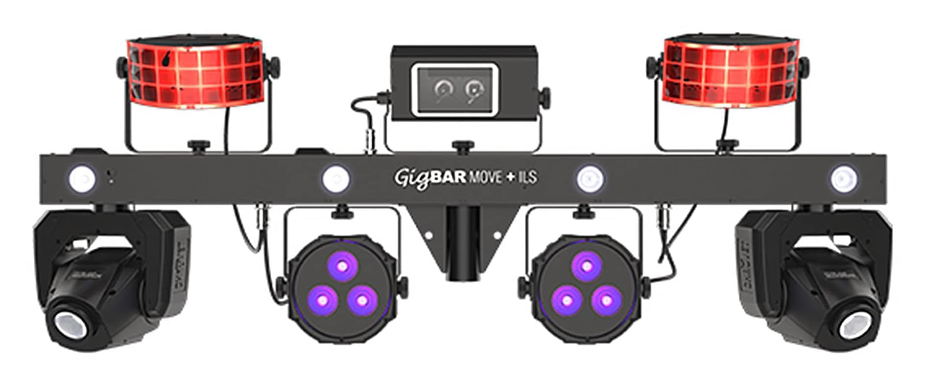 Chauvet Dj Gigbar Move + Ils 5-In-1 Lighting System With 2 Moving Heads Bundle With 2 Dmx Cables And Austin Bazaar Polishing Clo