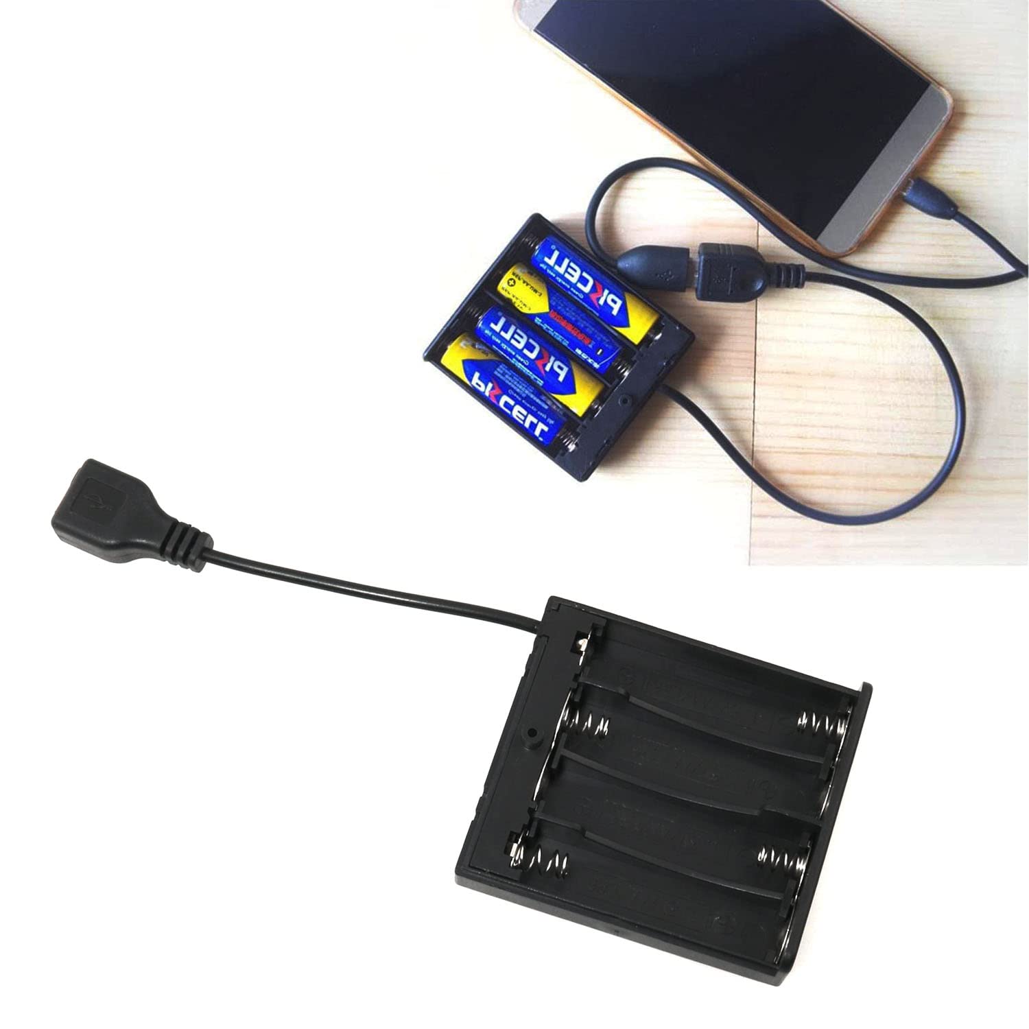Jjhxsm Usb Female Socket 4 Aa Battery Case Box Holder With On Off Switch