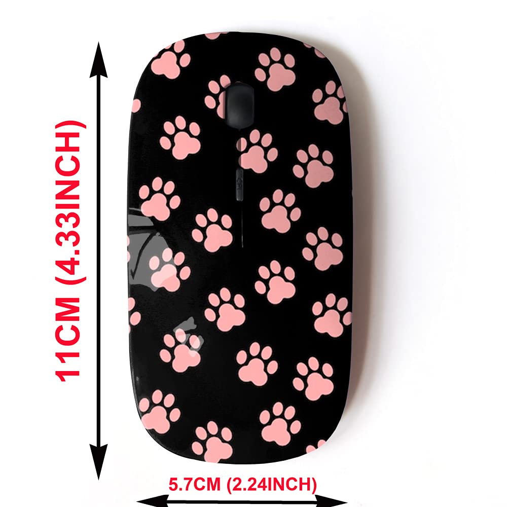 Cjcbroes 2.4G Wireless Mouse With Cute Pattern Design For All Laptops And Desktops With Nano Receiver   Animal Paw Prints