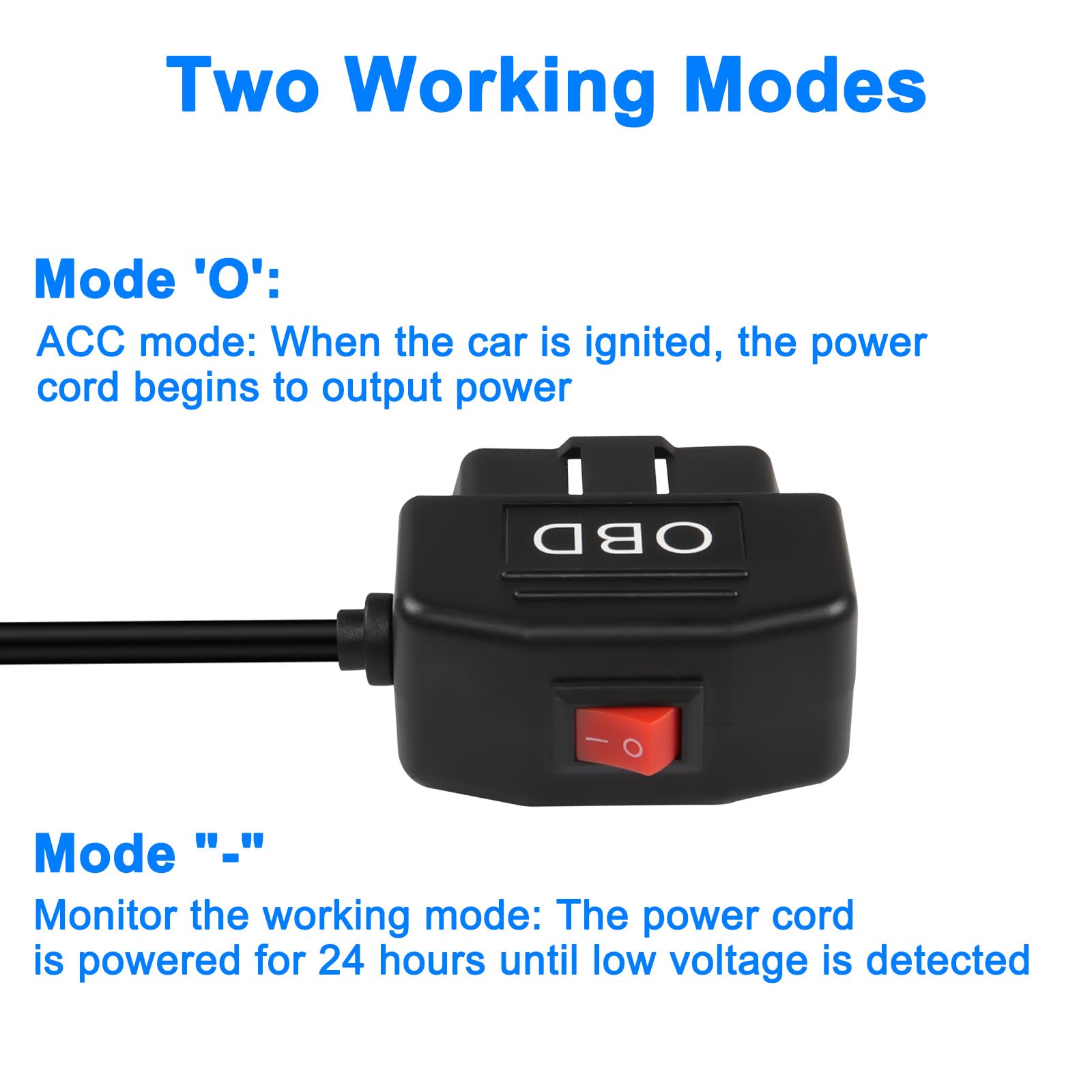 XMSJSIY OBD2 Dash Cam Power Cable Type C Hardwire Charger 24H Surveillance Switch Black 3.5M