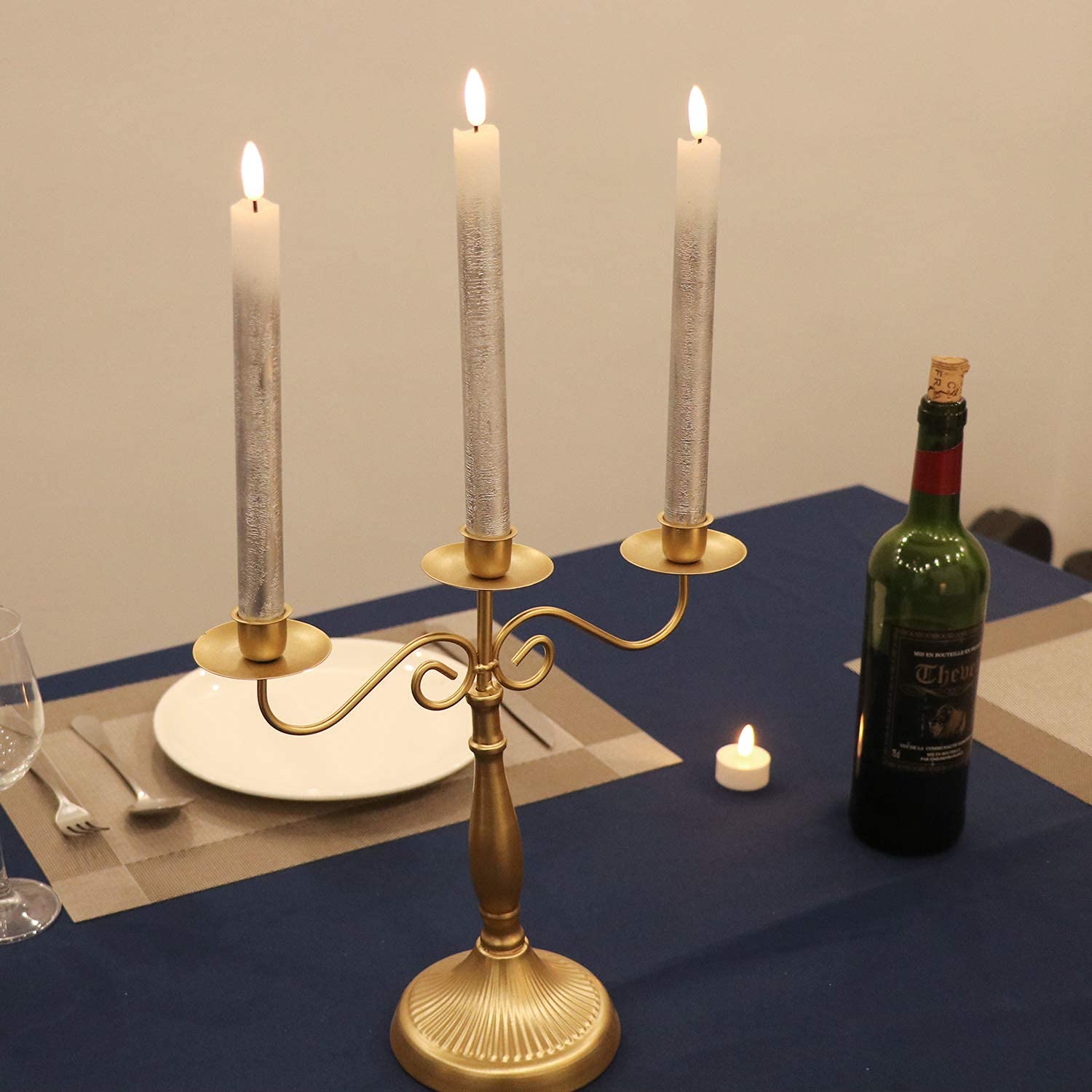 Wondise Flickering Flameless Taper Candles With Remote And Timer, 9 Inch Battery Operated Silver Real Wax 3D Flame Window Candle