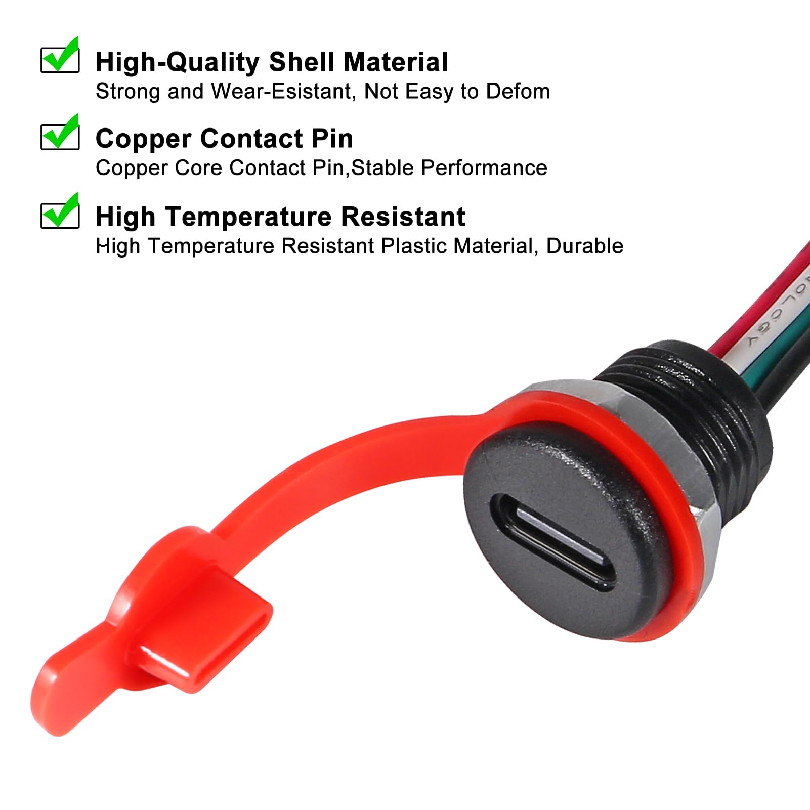 Xiitia 8Pcs Type C Female Chassis 4 Pin Type C Female Socket Connector Waterproof Jack Female Charging Port 3A Usb C Charger Plu