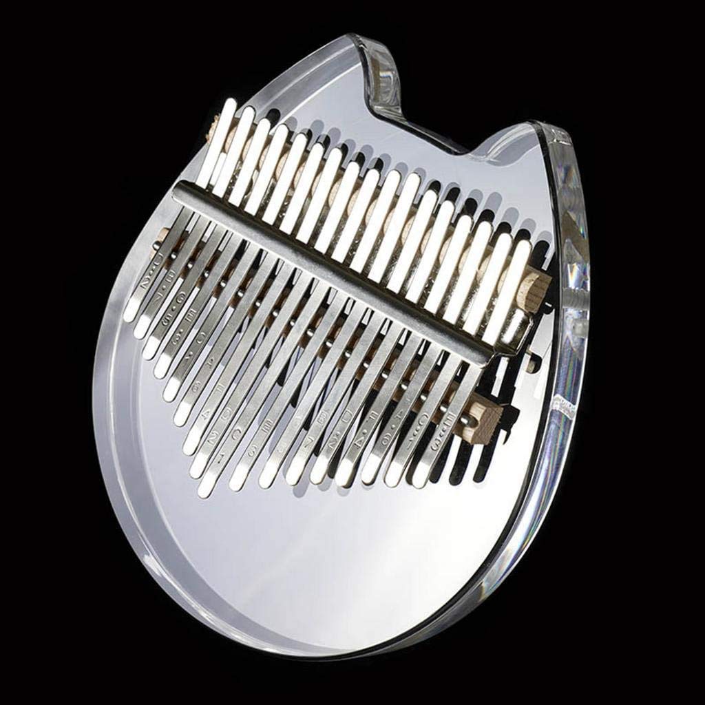 Koldot Clear Kalimba 17 Keys Engraved With Notes Cat Shaped Thumb Piano Solid Finger Piano Clear Body Cute Crystal Acrylic Kalim