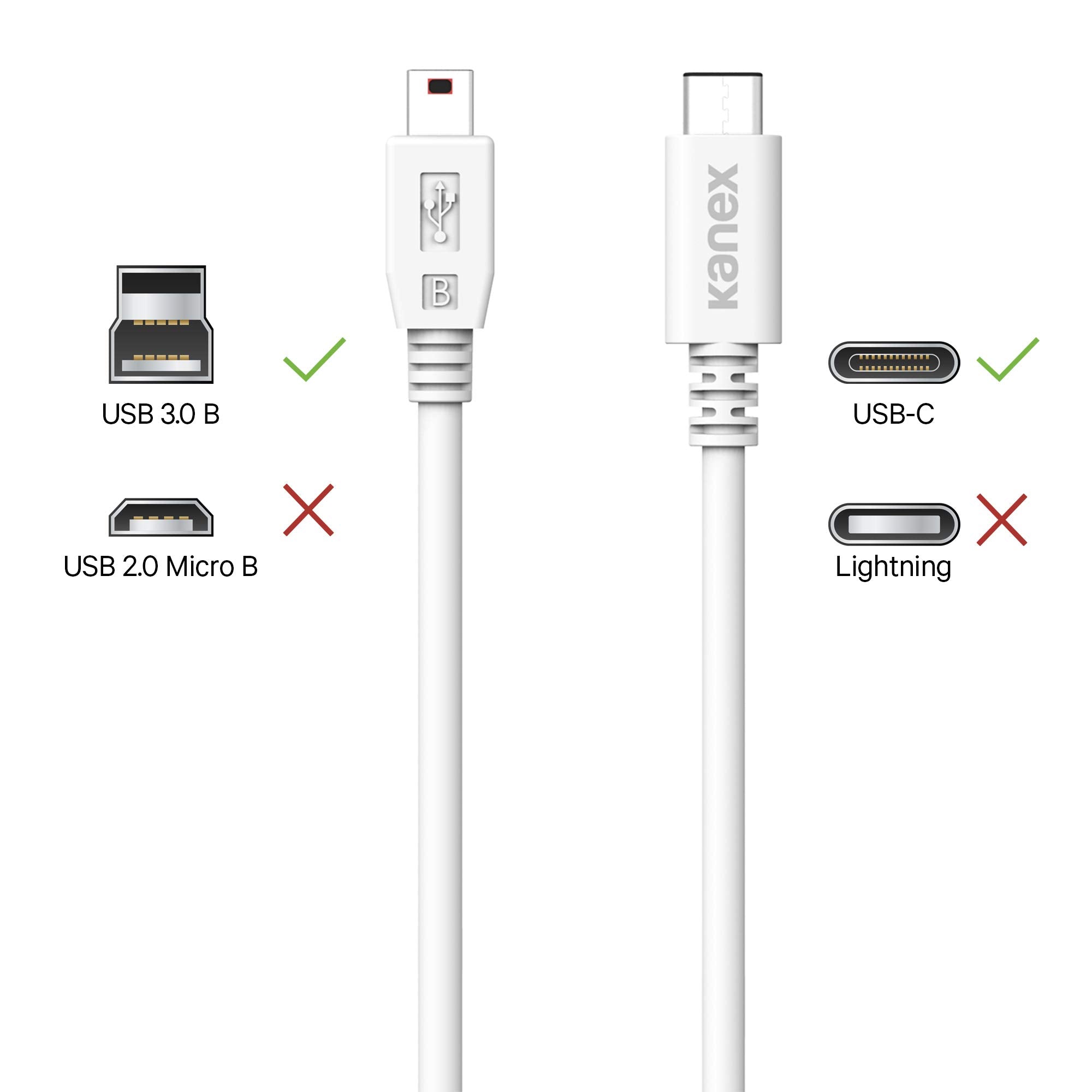 Kanex Usb-C To Standard-B Usb 3.0 Cable 4 Feet (1.2 Meters)-White