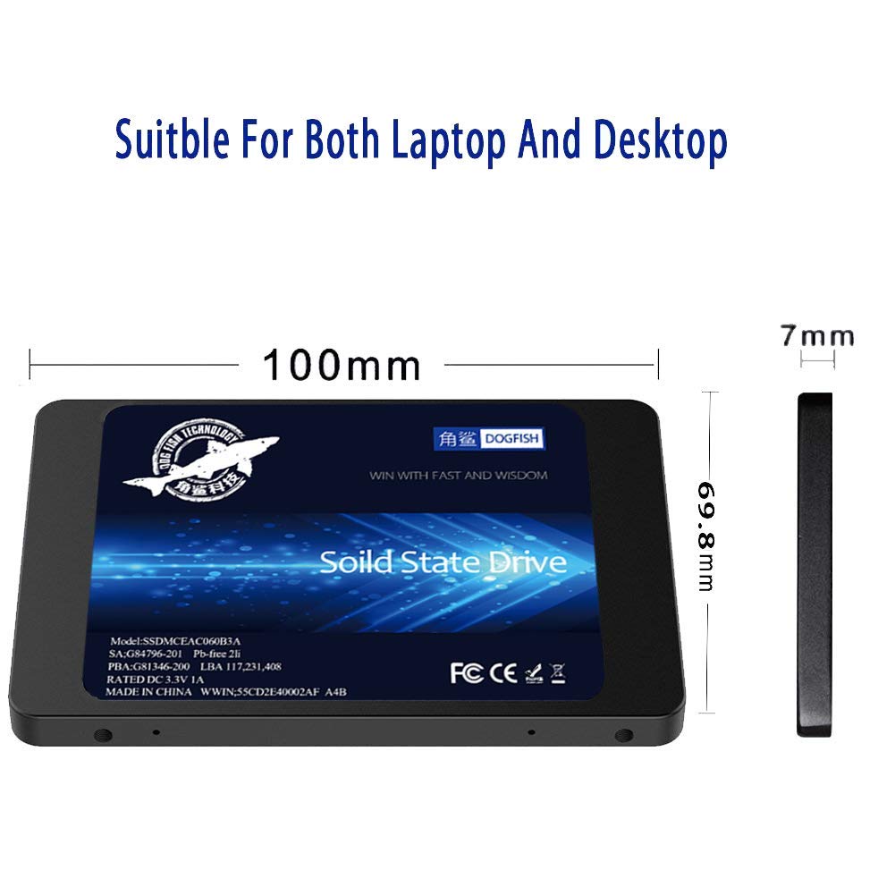 Ssd Sata 2.5'' 250Gb Dogfish Internal Solid State Drive High Performance Hard Drive For Desktop Laptop Sata Iii 6Gb/S Includes S
