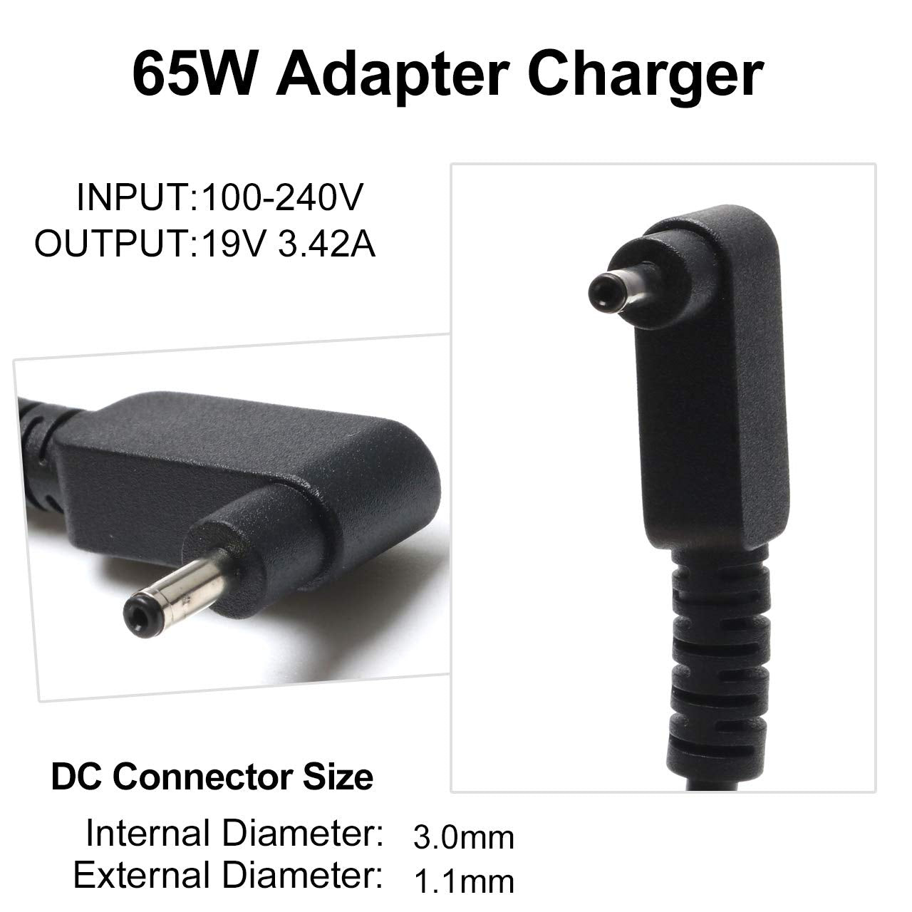 65W Laptop Charger Fit For Samsung Galaxy Book Flex 2 Alpha 13.3' Series Np730Qcj K01Us K02Us, Np730Qda Kb1Us Ka1Us Kb3Us Power Adapter Supply Cord
