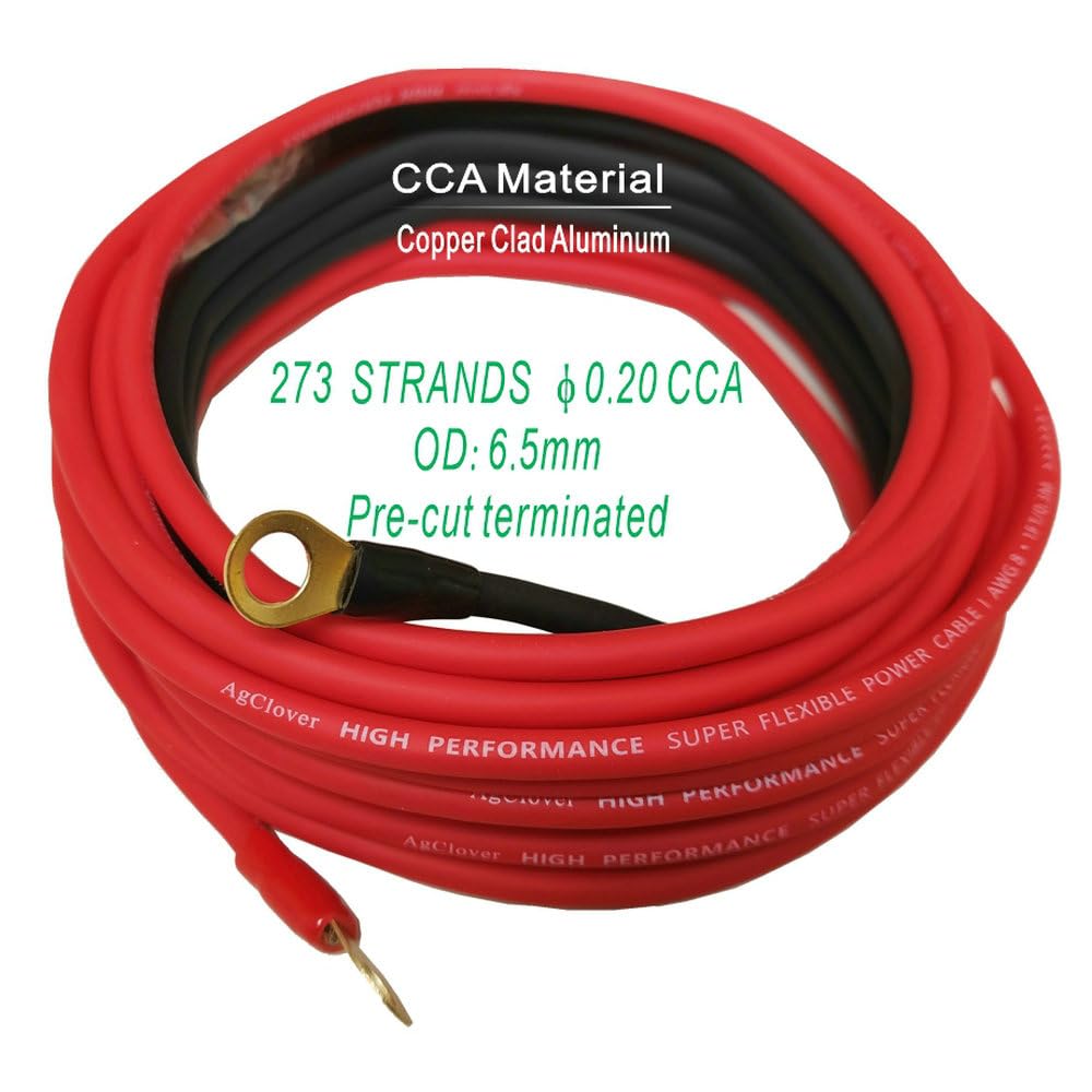 Agclover 8 Gauge Cca Amplifier Installation Wiring Kit, 800W Power Handling Complete Amplifier Wire Installation Audio System Ki