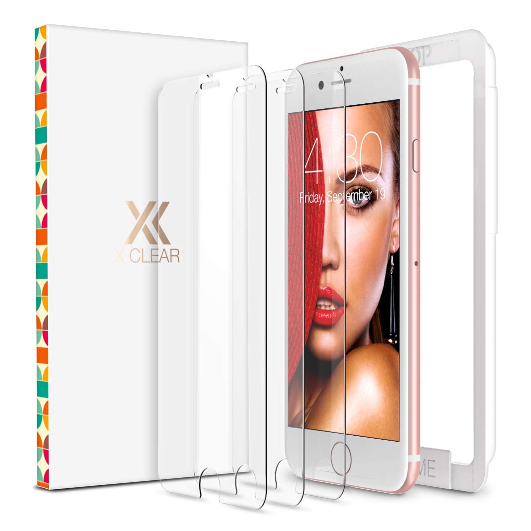 XClear 3-Pack Tempered Glass Screen Protector Compatible for iPhone 8 Plus, iPhone 7 Plus, Case Friendly Glass Film with Easy In
