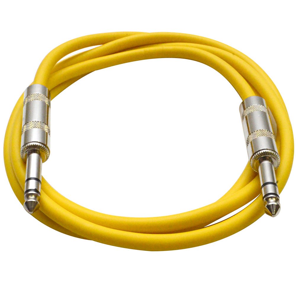 Seismic Audio - Satrx-F6-6 Pack Of Yellow 6' 1/4'' Trs To 1/4'' Trs Patch Cables