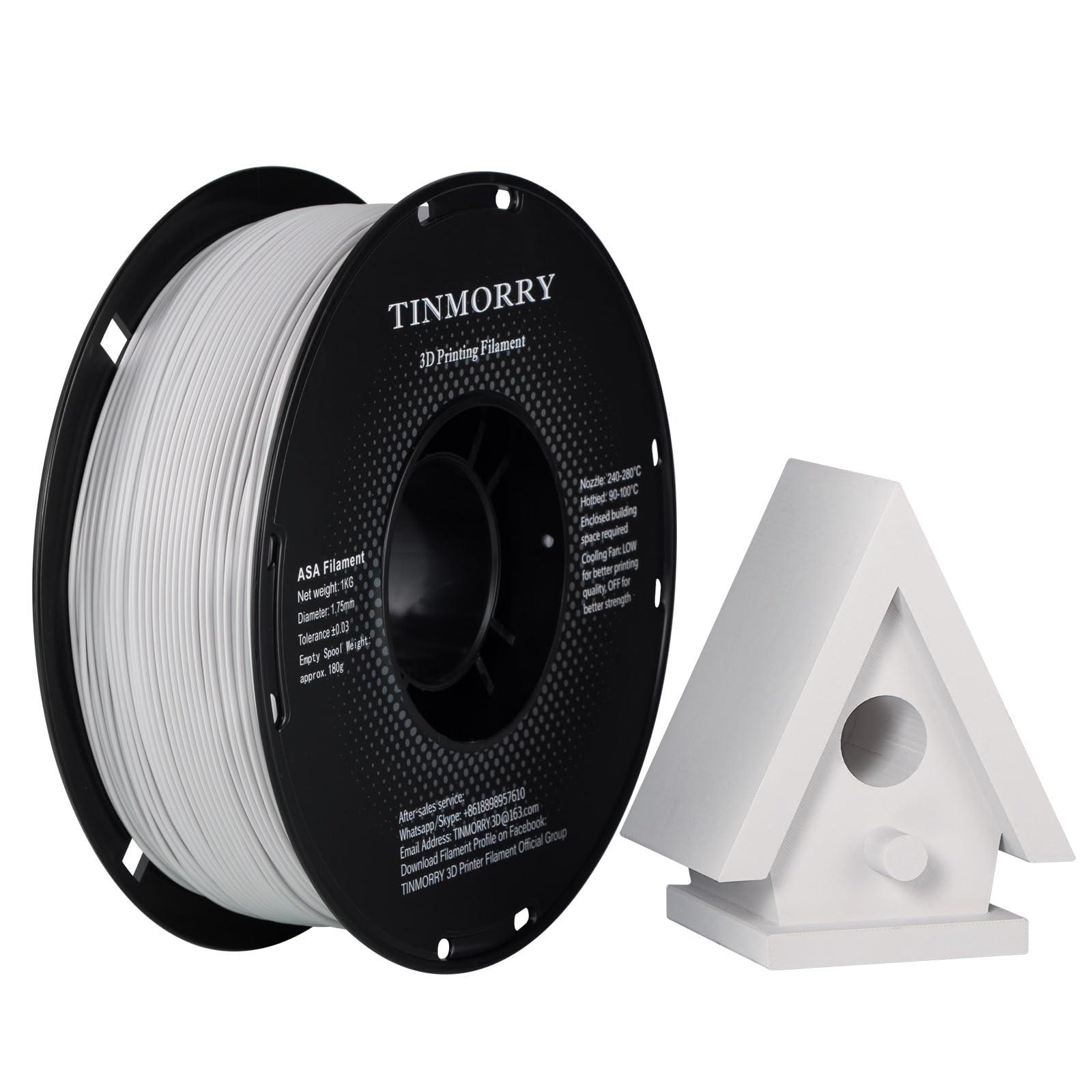 TINMORRY ASA Filament 1.75mm, High UV & Heat Resistant 3D Printer Filament, Durable & Toughness, Dimensional Accuracy +/- 0.03mm