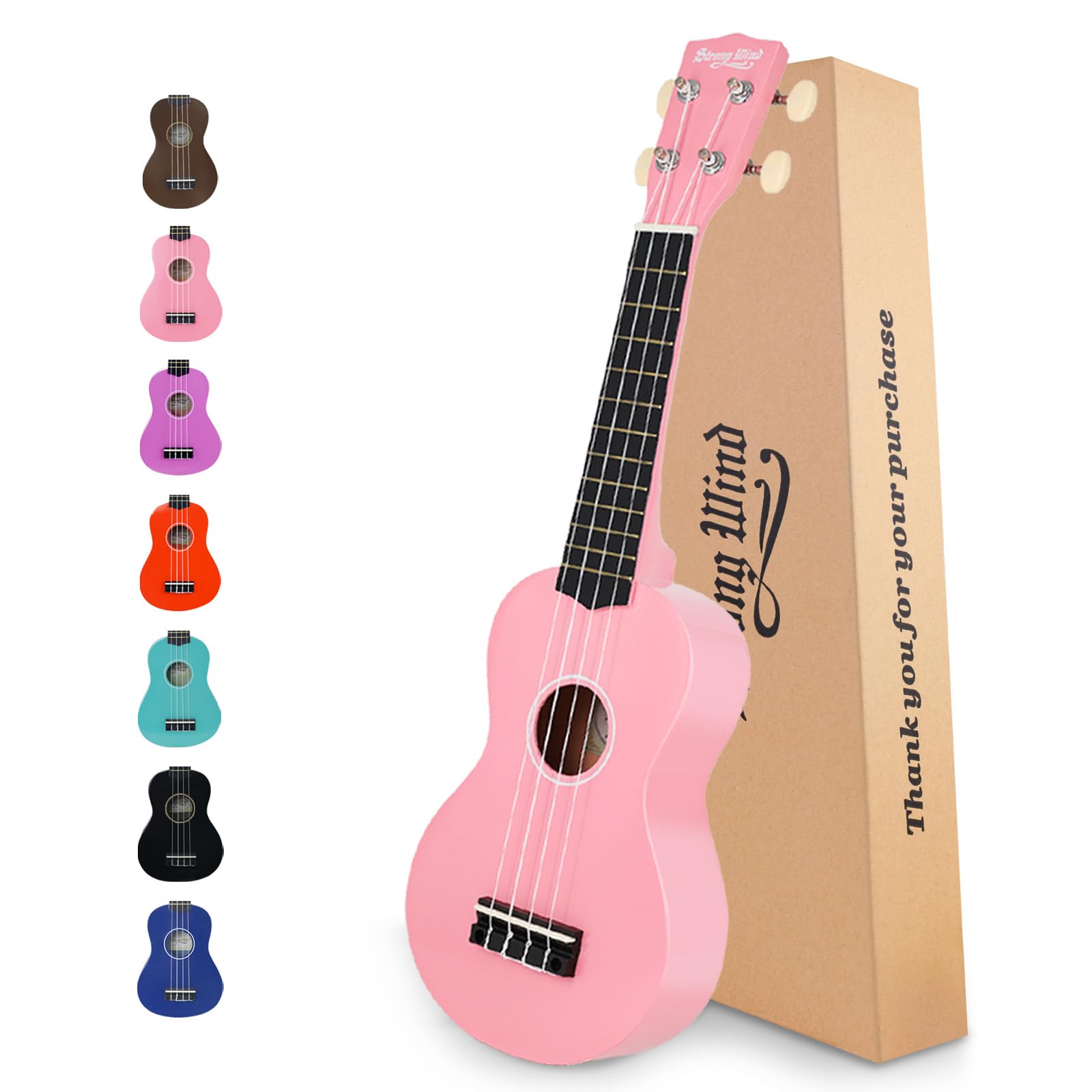 Strong Wind Soprano Ukulele 21 Inch Basswood Ukeleles For Beginners Four Strings Hawaiian Guitar Ukulele For Adults Teenagers Pi