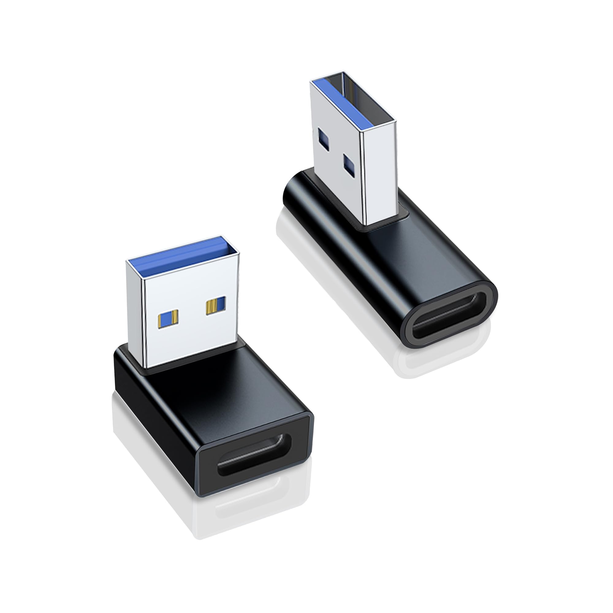 2 Pack Right Angle USB 3.0 Male to USB-C Female Adapter, 90 Degree Angle USB 3.0 Male to Type C Female Connector for PC, Laptop,